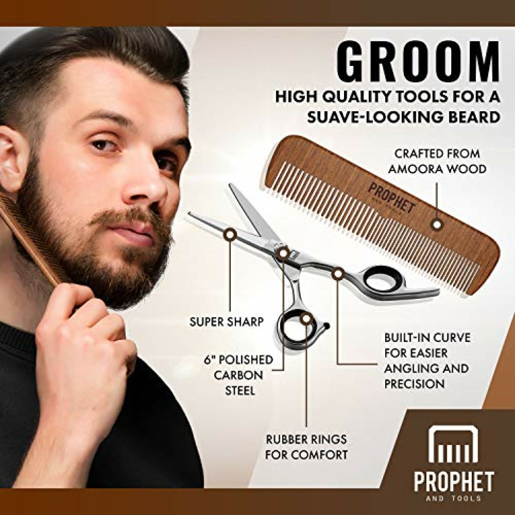 Professional 6 Pieces Mens’ Beard Grooming Kit Includes Beard Oil