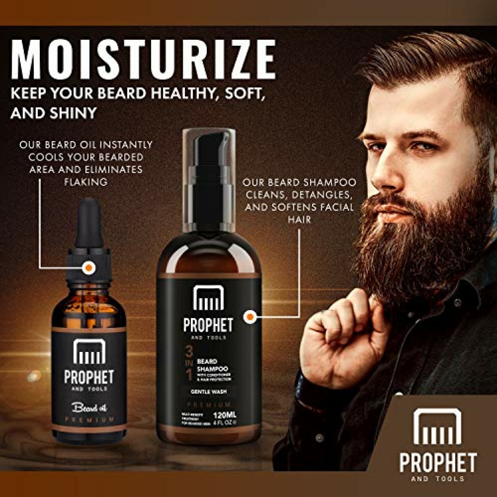 Professional 6 Pieces Mens’ Beard Grooming Kit Includes Beard Oil