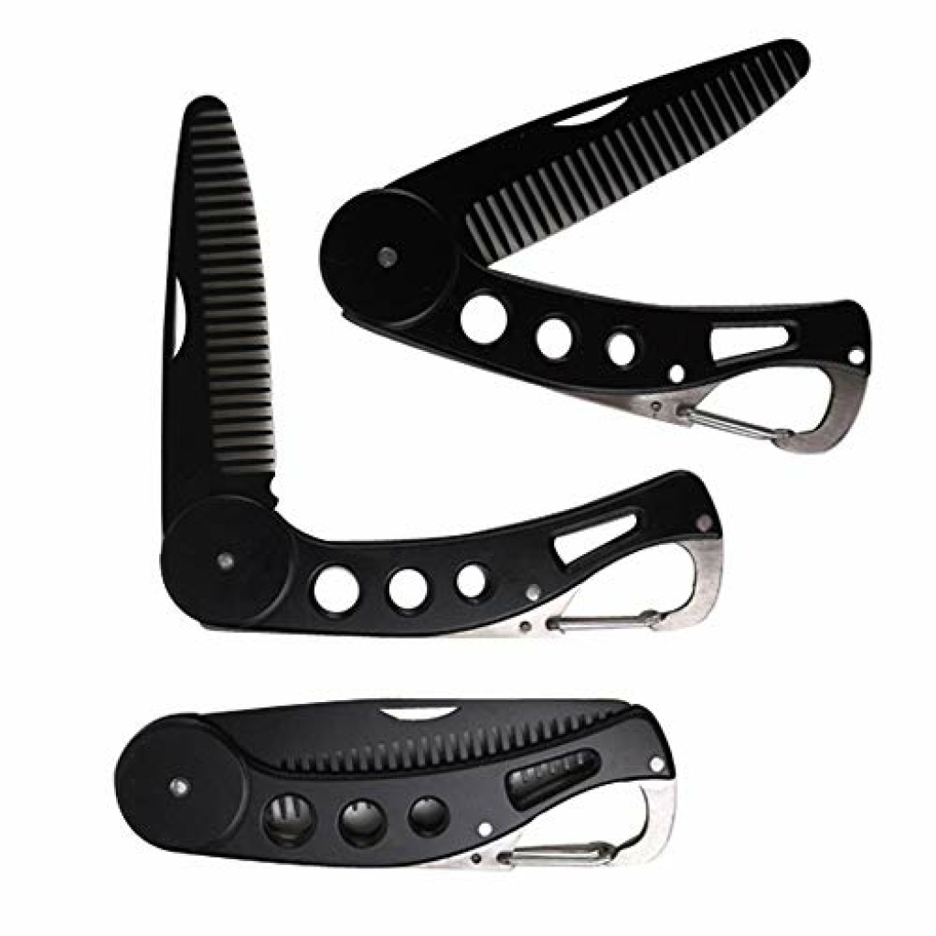 CAREOR Beard Comb Stainless Steel Folding for Men, for Grooming