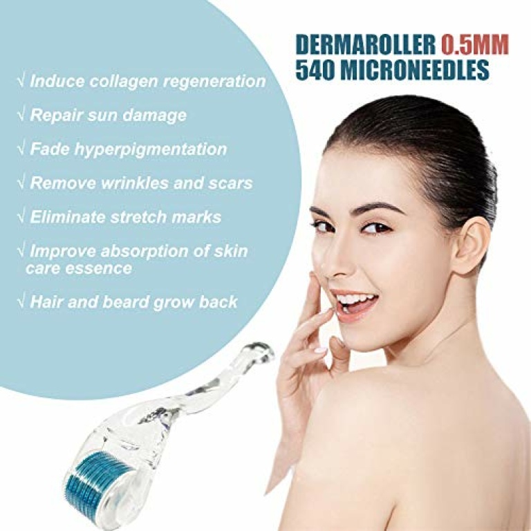 Derma Roller INCELLICE Beard Roller 540 Titanium Needles, 0.5mm