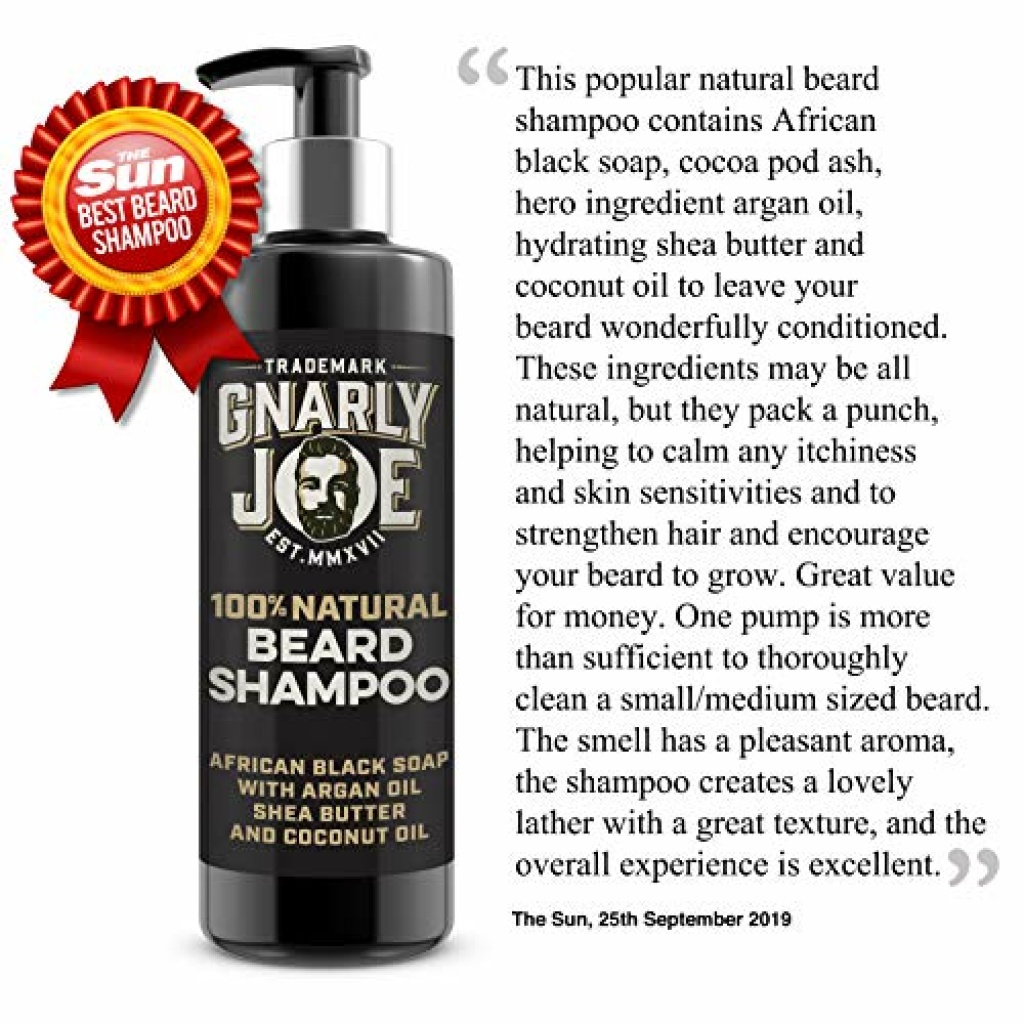 Gnarly Joe Beard Shampoo for Men 250ml Moisturise and Soften African Black Soap Shea