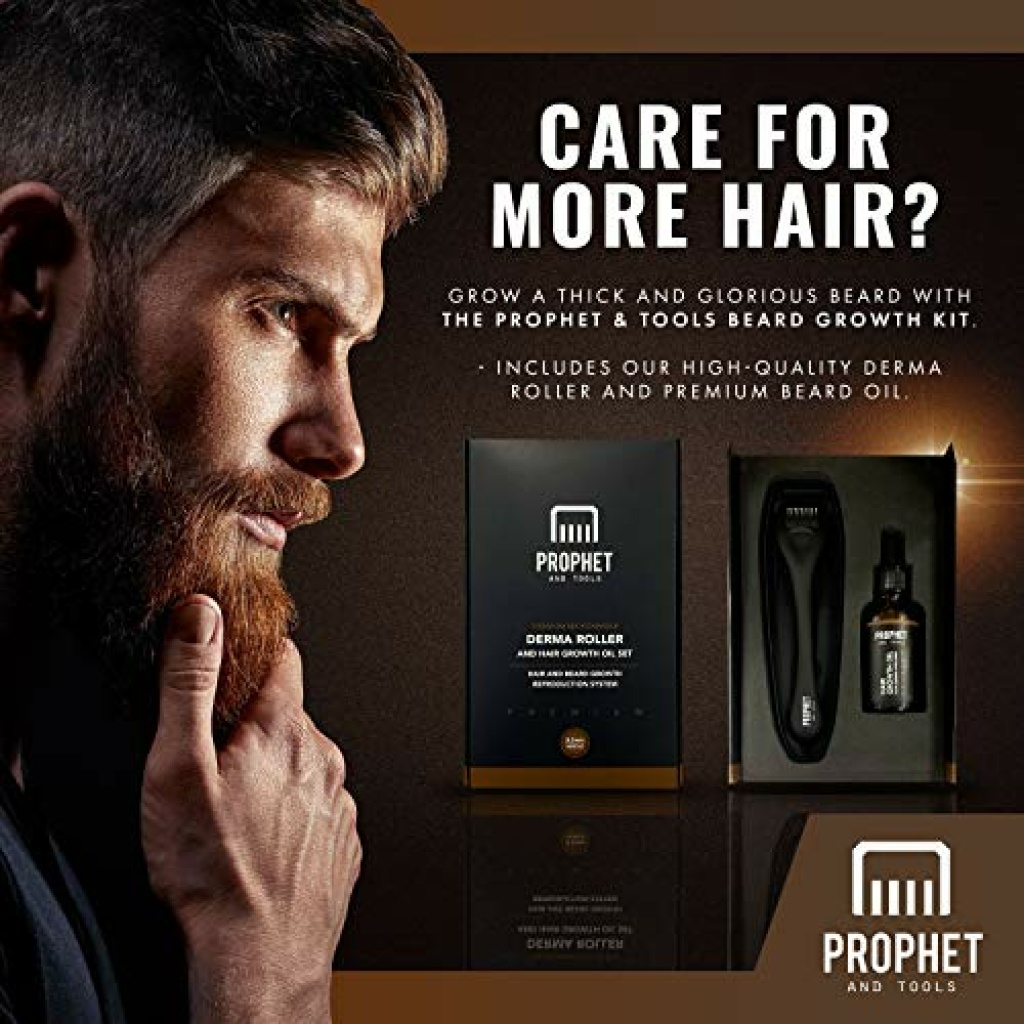 Prophet & Tools Mens Beard Growth Kit Micro Derma Roller for Hair Growth with Beard Growth Oil