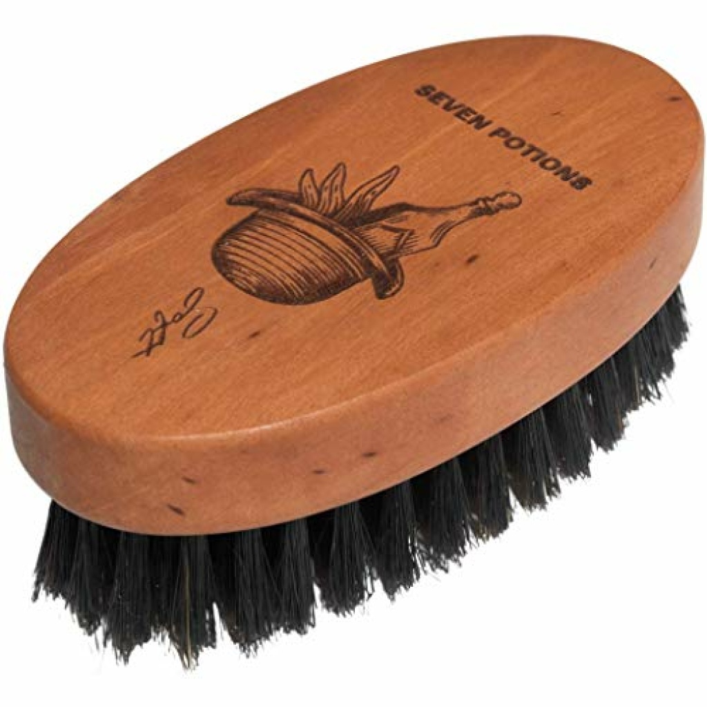 Seven Potions Boar Bristle Beard Brush For Men — Made of Pear Wood with