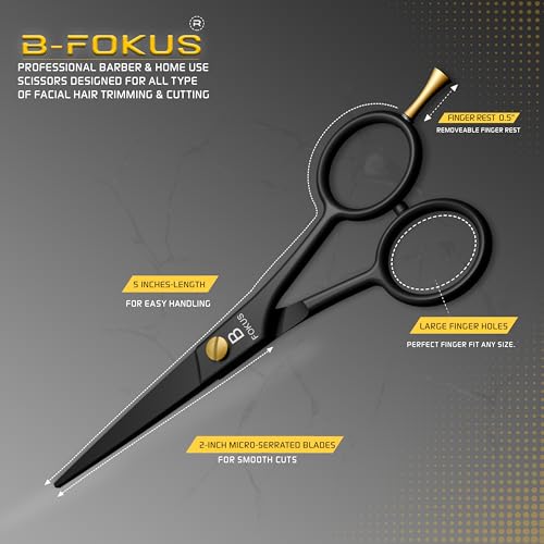 5-Premium-Beard-Mustache-Scissors-Black-High-Carbon-Stainless-Steel-Beard-Scissors-with-1-Beard-Comb-1-Mustache-Comb-2-Stickers-and-Tarvel-Pouch-Beard-Trimming-Scissors-for-All-Facial-Hair-0-1