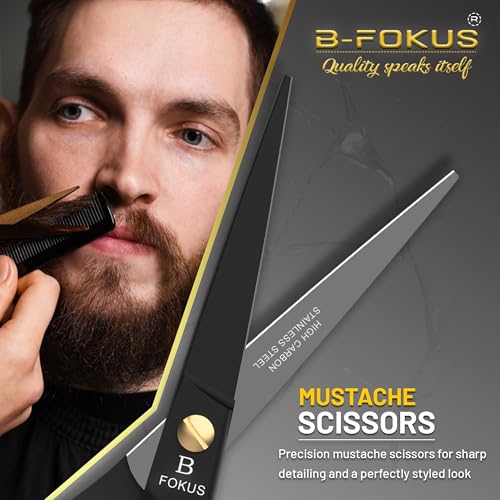5-Premium-Beard-Mustache-Scissors-Black-High-Carbon-Stainless-Steel-Beard-Scissors-with-1-Beard-Comb-1-Mustache-Comb-2-Stickers-and-Tarvel-Pouch-Beard-Trimming-Scissors-for-All-Facial-Hair-0-3