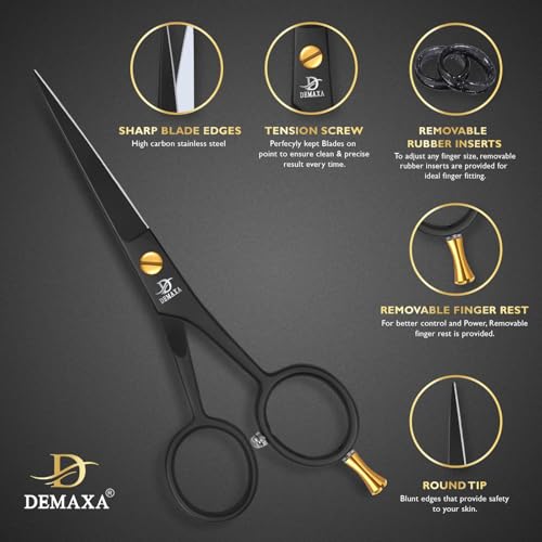5-Professional-Beard-Scissors-for-men-Mustache-Scissors-with-1-Mustache-Comb-1-Beard-Comb-Soft-Pouch--Prefect-Beard-shears-mustache-kit-for-All-Facial-Hair--moustache-Grooming-kit-for-Men-0-0