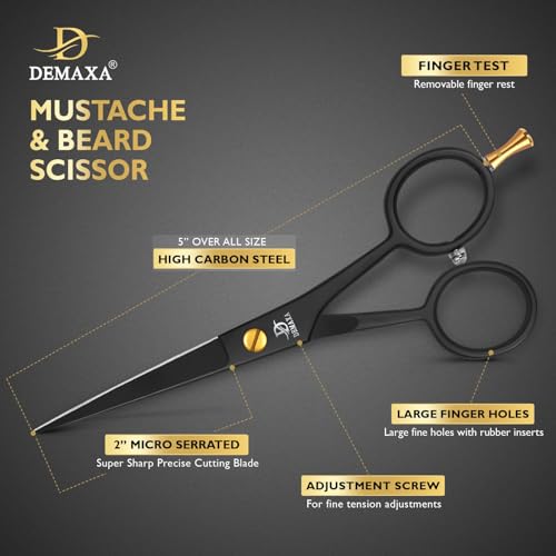 5-Professional-Beard-Scissors-for-men-Mustache-Scissors-with-1-Mustache-Comb-1-Beard-Comb-Soft-Pouch--Prefect-Beard-shears-mustache-kit-for-All-Facial-Hair--moustache-Grooming-kit-for-Men-0-1