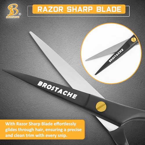 5-Professional-Beard-and-Mustache-Scissors-German-Steel-Beard-Scissors-Come-with-Mustache-Comb-Beard-Comb-and-Carrying-Pouch-Grooming-Scissor-for-All-Facial-Hair-Scissors-Black-0-0