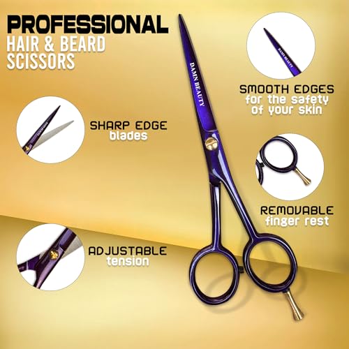 55-Professional-Hair-and-Beard-Scissor-For-Men-Women-German-Shears-Use-for-Facial-Hair-Trimming-Grooming-Cutting-and-Styling-of-Beard-Purple-0-2