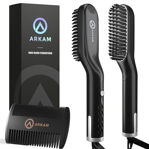 Arkam-Beard-Straightener-for-Men-Original-Heated-Beard-Brush-Kit-wAnti-Scald-Feature-Dual-Action-Hair-Comb-and-Travel-Bag-for-Short-to-Medium-Beards-Costume-Accessories-and-Grooming-Gifts-for-Men-0