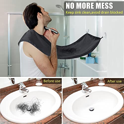 Beard-Bib-Apron-for-MenChristmas-Day-Gift-Beard-Hair-Catcher-for-Sink-Non-Stick-Beard-Cape1-Size-Fits-AllGrooming-Accessorie-Gift-for-Dad-or-HusbandBlack-0-0