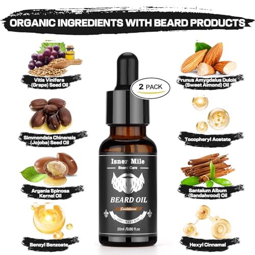 Beard-Kit-for-Men-Grooming-Care-with-2-Pack-Beard-Oils-and-Balm-Wash-Conditioner-for-After-Shave-Lotions-Sandalwood-Brush-and-Comb-Sets-with-Scissors-Valentines-Fathers-Gifts-for-DadMenHim-0-2