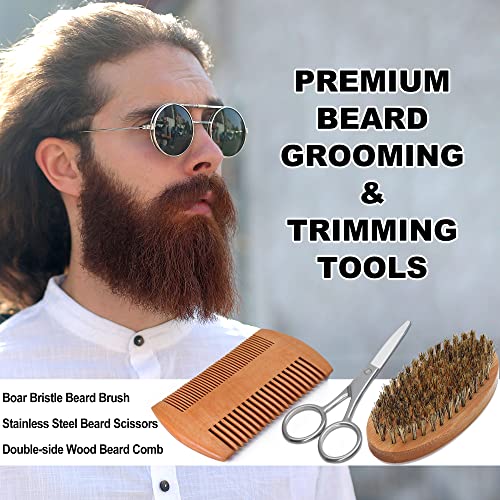 Beard-KitBeard-Grooming-Kit-for-Men-WStraight-Razor2-PACK-Beard-Oil-Wash-Balm-Brush-Comb-Scissors-Mens-Birthday-Christmas-Gifts-for-Men-Boyfriend-Husband-Beard-Trimming-Shaving-Kit-0-3