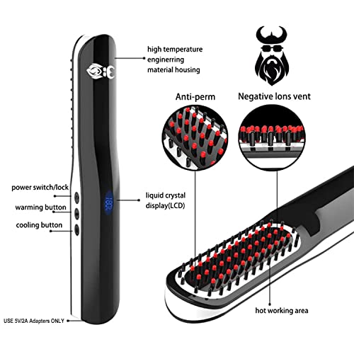 Beard-Straightener-Beard-Straightening-Comb-with-CordlessMini-SizedAuto-Shut-Off-for-Traveling-Home-Dating-Great-Gift-for-Dad-Fathers-Day-Gift-0-1