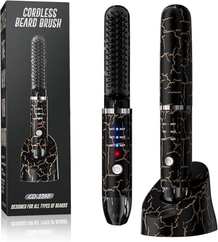 Beard-Straightener-for-Men-Cordless-Heated-Beard-Brush-Portable-Beard-Hot-Combs-Ionic-Mini-Hair-Straightener-with-3-Temp-Settings-Coarse-Curly-Hair-Brush-Grooming-Kit-for-Men-0