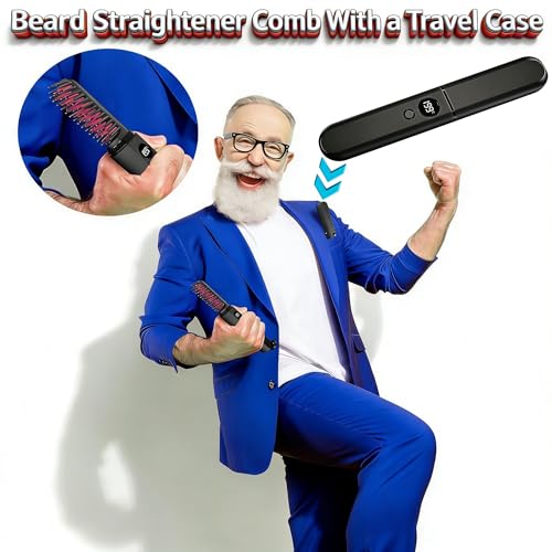 Beard-Straightener-for-Men-Heated-Beard-Brush-Cordless-Beard-Hot-Comb-for-Medium-to-Long-Beards-with-Travel-Case-Rechargeable-3-Temp-Settings-Ionic-Technology-Grooming-Gift-for-MenBlack-0-1