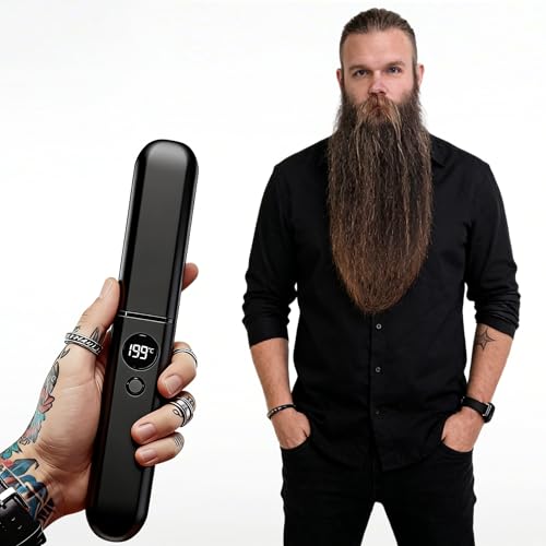 Beard-Straightener-for-Men-Heated-Beard-Brush-Cordless-Beard-Hot-Comb-for-Medium-to-Long-Beards-with-Travel-Case-Rechargeable-3-Temp-Settings-Ionic-Technology-Grooming-Gift-for-MenBlack-0