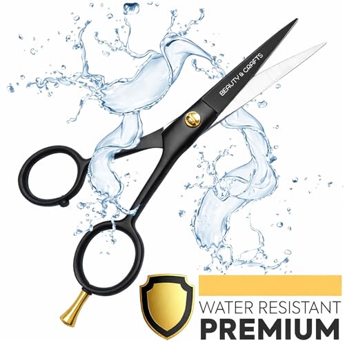 Beauty-Crafts-5-Professional-Beard-Mustache-Scissors-for-Men-German-Stainless-Steel-Beard-Trimming-Shears-with-2-Mustache-Combs-Premium-Pouch-for-All-Facial-Hair-Black-0-0