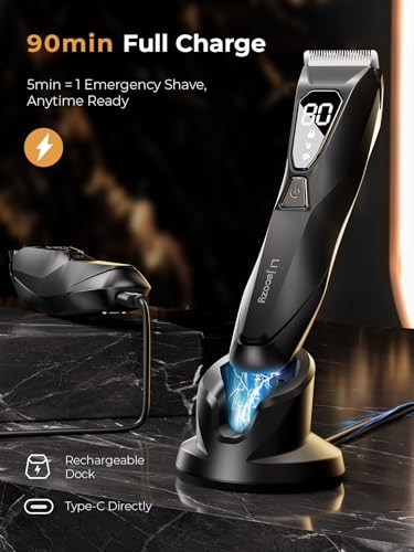 Body-Hair-Trimmer-for-Men-Pubic-Hair-Trimmer-with-Wireless-Charging-4000K-LED-Display-Waterproof-Wet-Dry-Body-Groomer-for-Face-Legs-90Min-Ceramic-Blade-0-1