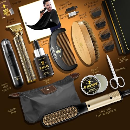 Gifts-for-Men-Who-Have-Everything-Birthday-Gifts-for-Him-Grooming-Beard-Kit-Beard-Trimmer-Nose-Hair-Trimmer-Hair-Straightener-Brush-Oil-Balm-More-15pc-Men-Care-Kit-Dad-Gifts-0-0