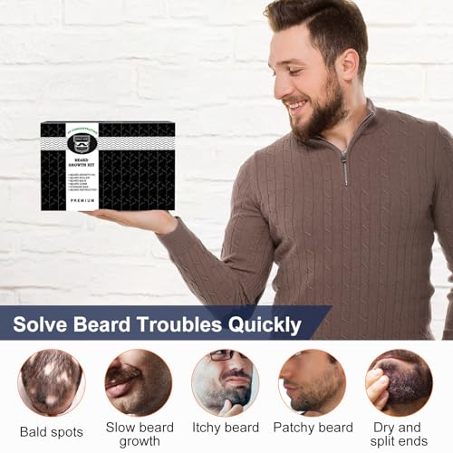 MALE-GOD-Beard-Growth-Kit-Beard-Kit-wUpgraded-Beard-Growth-Oil-Biotin-and-Batana-Oil-Beard-Growth-Balm-Beard-Massager-for-SpotPatchy-Beard-Birthday-Gifts-for-Him-Boyfriend-Husband-0-3
