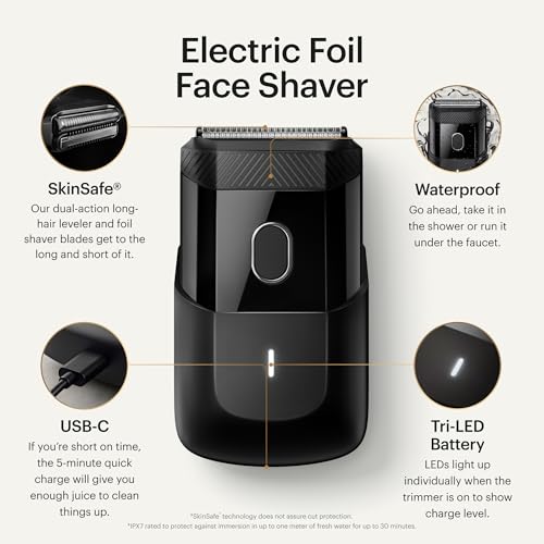 MANSCAPED-The-Handyman-Compact-Face-Shaver--Portable-Mens-Travel-Facial-Hair-Groomer-USB-C-Rechargeable-Razor-Electric-Foil-Face-Shaver-Waterproof-Cordless-Dual-Action-SkinSafe-Foil-Blades-0-0