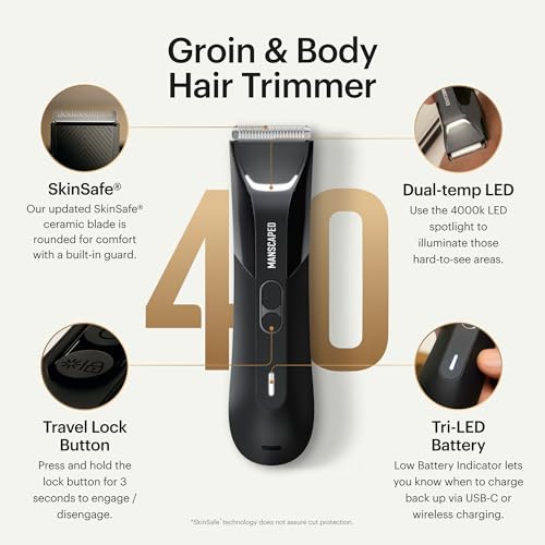 MANSCAPED-The-Lawn-Mower-40-PRO-Groin-Body-Hair-Trimmer-Updated-SkinSafe-Trimmer-Blade-Waterproof-WetDry-Groomer-USB-C-Wireless-Charging-Compatible-Mens-Ball-Shaver-with-Travel-Lock-0-0