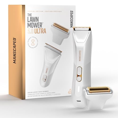 MANSCAPED-The-Lawn-Mower-50-Ultra-Mens-Womens-Groin-Body-Hair-Trimmer--Dual-Head-SkinSafe-Trimmer-Foil-Blades-Waterproof-WetDry-Groomer-USB-C-Rechargeable-with-Travel-Case-White-0
