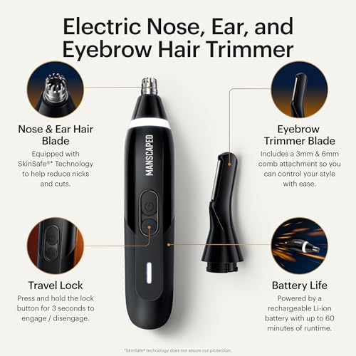 MANSCAPED-Weed-Whacker-30-PRO-Mens-Electric-Nose-Ear-Eyebrow-Hair-Trimmer--SkinSafe-Dual-Head-System-LED-Spotlight-Waterproof-Rechargeable-Travel-Lock-Eyebrow-Comb-Attachment-0-0