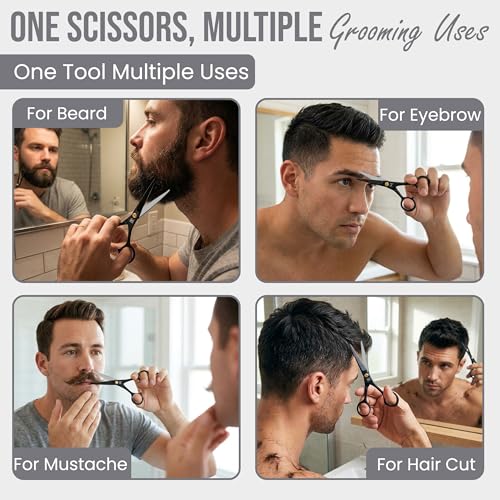 Mustache-Beard-Scissors-for-Men--Professional-5-Stainless-Steel-Grooming-Kit-with-Comb-Travel-Case--Sharp-Facial-Hair-Trimming-Tool-for-Mustache-Beard-Nose-Eyebrows-0-1