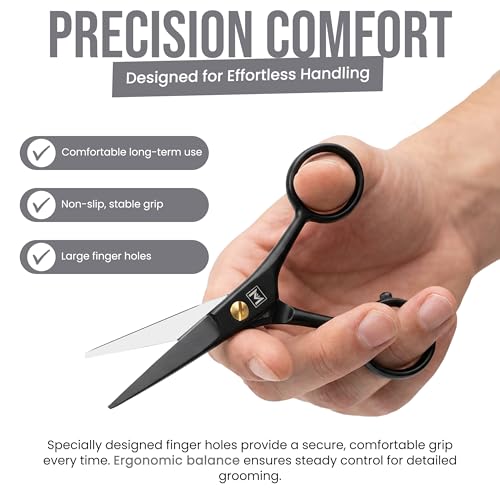 Mustache-Beard-Scissors-for-Men--Professional-5-Stainless-Steel-Grooming-Kit-with-Comb-Travel-Case--Sharp-Facial-Hair-Trimming-Tool-for-Mustache-Beard-Nose-Eyebrows-0-2
