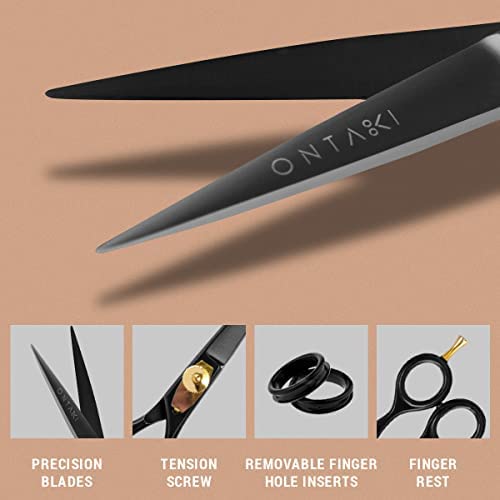 Ontaki-Beard-Moustache-Scissors-for-Men-55-Japanese-Steel-Black-Precision-Sharp-Blades-Ergonomic-Finger-Rest-Adjustable-Tension-Screw-for-Perfect-Trimming-Beard-Grooming-Scissors-0-0