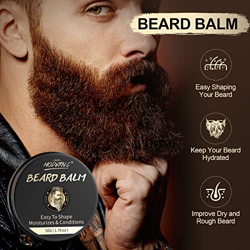 POP-MODERNC-Beard-Growth-Kit-Beard-Grooming-Kit-6pcs-Beard-Wash-Shampoo-Beard-Oil-Beard-Balm-Beard-Comb-Brush-Scissors-0-2
