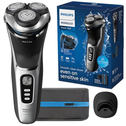 Philips-Norelco-Shaver-3900-Series-Wet-and-Dry-Electric-Shaver-P-Cap-Travel-Pouch-Charging-Stand-Storm-Blue-Model-S334192-0