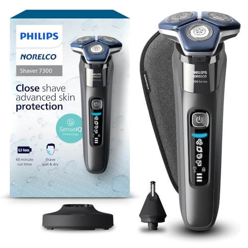 Philips-Norelco-Shaver-7300-Rechargeable-Wet-Dry-Electric-Shaver-with-SenseIQ-Technology-Pop-up-Trimmer-Charging-Stand-Click-on-Nose-Trimmer-Travel-Case-S788792-0