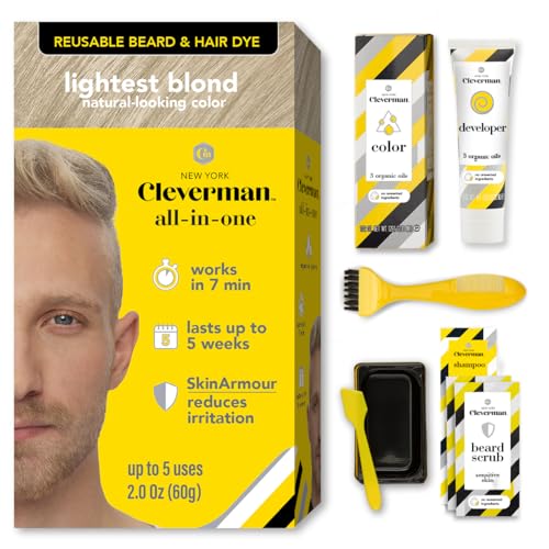 Reusable-Hair-Beard-Dye-for-Men--Lightest-Blond-1003-Up-to-5-Uses-7-Minutes-Natural-Gray-Coverage-No-Drip-Cream-with-SkinArmour--Cleverman-0