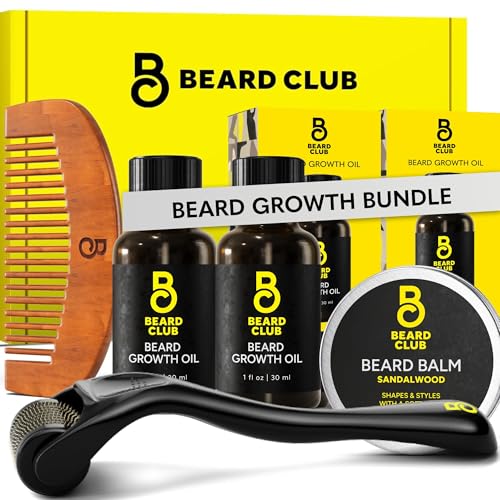 The-Beard-Club-Enhanced-Beard-Growth-Kit-Derma-Roller-Beard-Growth-Oil-2PK-Sandalwood-Beard-Balm-Comb-Gift-Set-0