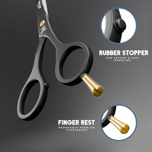 The-Cut-Factory-65-Matte-Black-Luxury-Hair-Scissors--Ultra-Sharp-High-Carbon-Steel-Barber-Shears-for-Men-Women-Kids--Gift-Boxed-with-Leather-Pouch--Precision-Cutting-for-Salon-Home-0-1