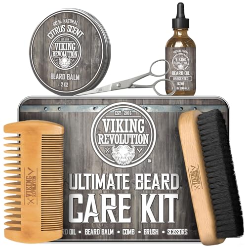 Viking-Revolution-Ultimate-Beard-Kit-Beard-Grooming-Kit-with-Beard-Brush-Beard-Comb-Beard-Balm-Beard-Oil-Beard-Moustache-Scissors-Gifts-for-Men-0