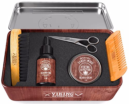 Viking-Revolution-Ultimate-Grooming-Kit-for-Men-Boar-Brush-Wood-Comb-Sandalwood-Balm-Oil-Scissors-for-Beard-Mustache-0-1