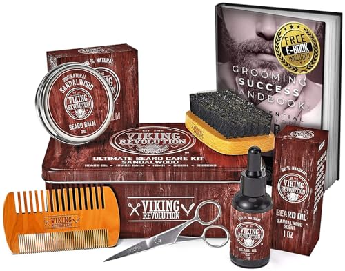Viking-Revolution-Ultimate-Grooming-Kit-for-Men-Boar-Brush-Wood-Comb-Sandalwood-Balm-Oil-Scissors-for-Beard-Mustache-0-3