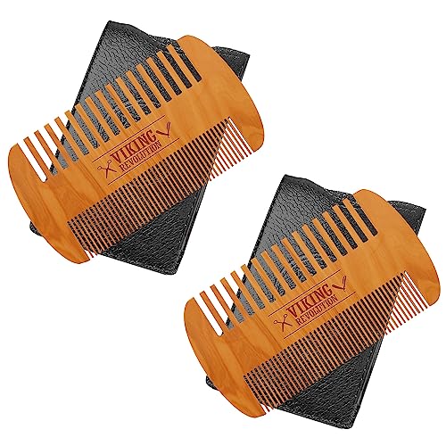 Viking-Revolution-Wooden-Beard-Comb-Case-Dual-Action-Fine-Coarse-Teeth-Perfect-for-use-with-Balms-and-Oils-Top-Pocket-Comb-for-Beards-Mustaches-2-Pack-0