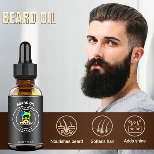XIKEZAN-Beard-Kit-for-Men-Grooming-Care-Set-w2-Pack-Beard-Serum-Wash-Oil-Balm-Comb-Brush-Scissor-Bag-EBook-Unique-Birthday-Gifts-for-Men-Him-Dad-Husband-Brother-Christmas-Stocking-Stuffers-0-3